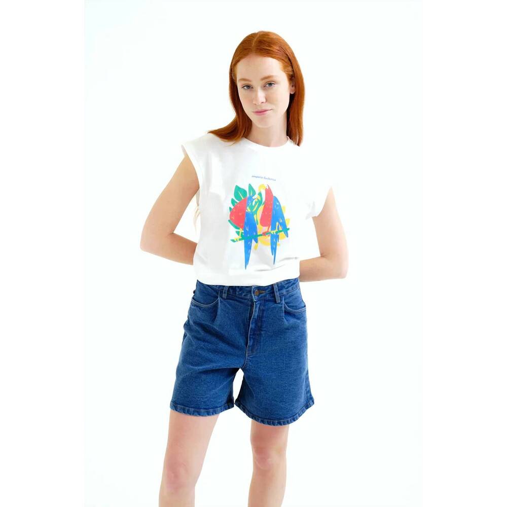 NEW COMPANIA FANTASTICA macaw graphic t-shirt in white